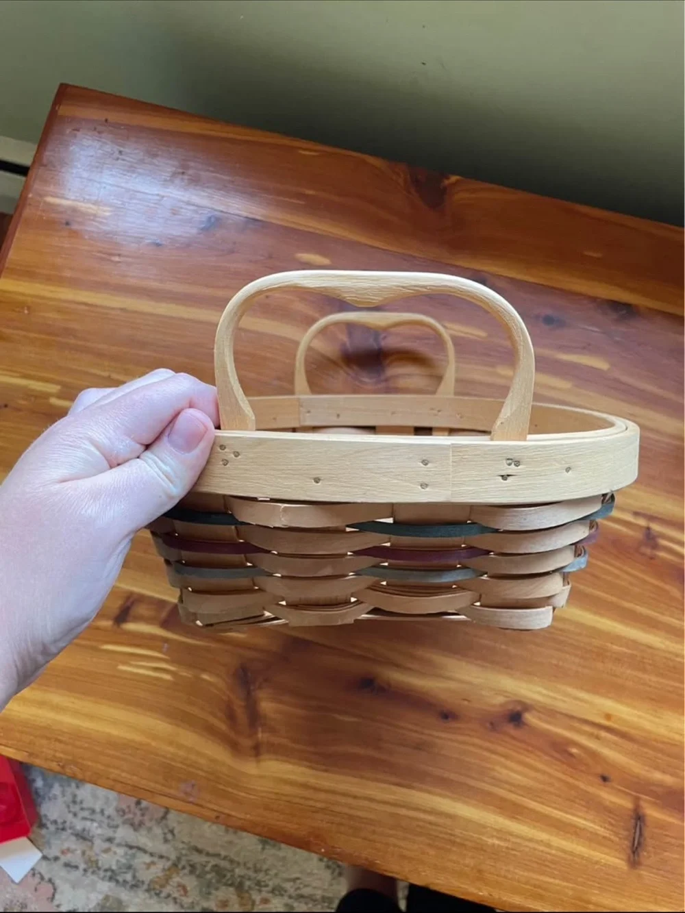 Handmade woven wicker wood basket